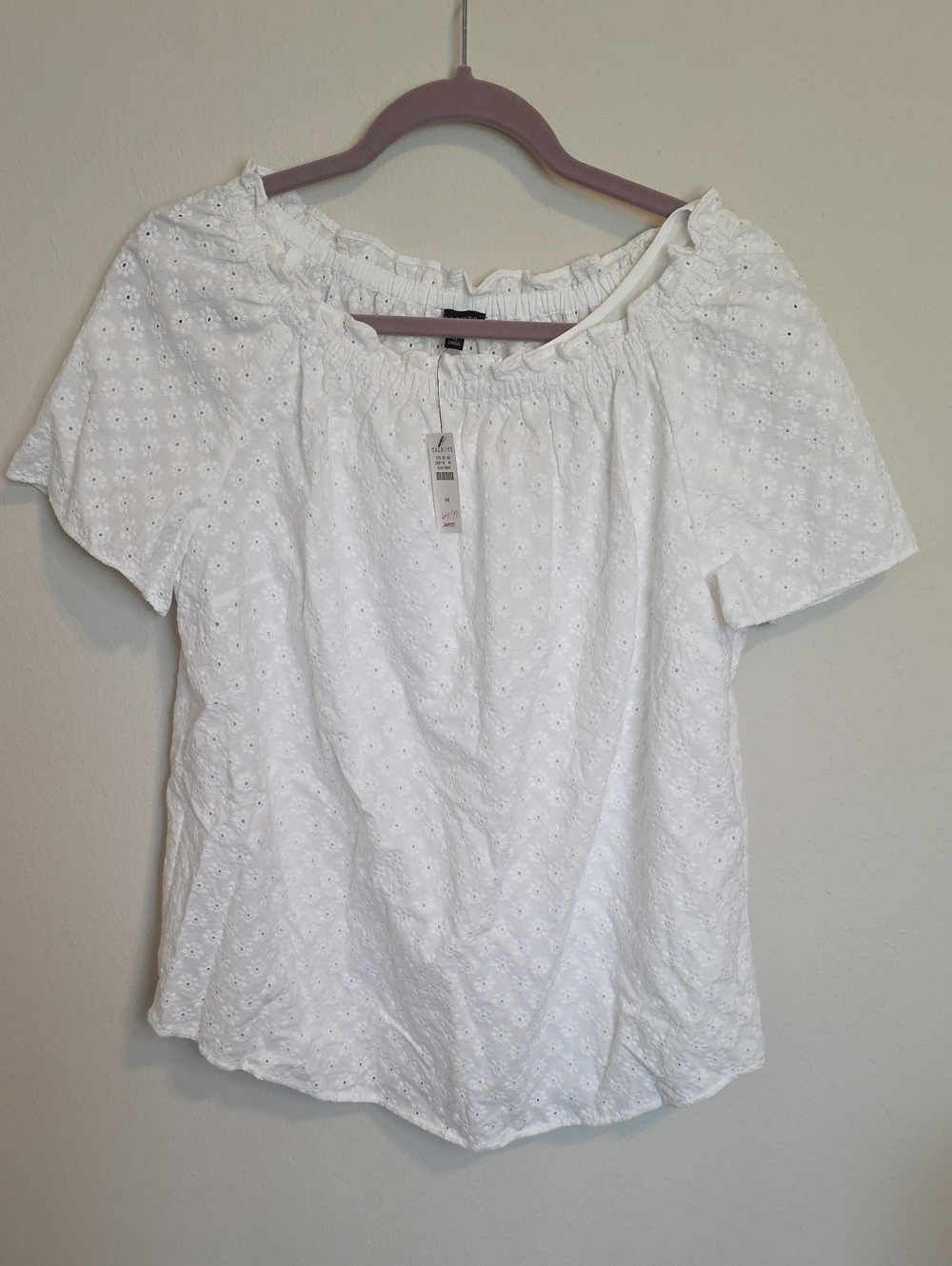Talbots White Eyelet Peasant Top